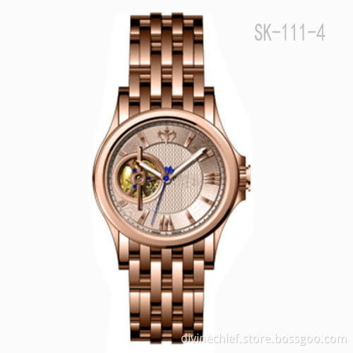 Fashion Men Wrist Watch 316L All Stainless Steel Automatic Skeleton Movement Watch